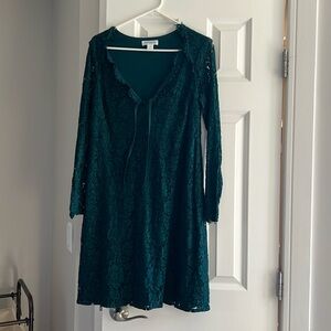 Olive green lace maternity dress